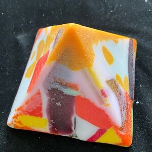 “Bright Morning“Handmade Cast Glass Pyramid   4”x3.5” OOAK